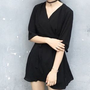 Black mini wrap dress